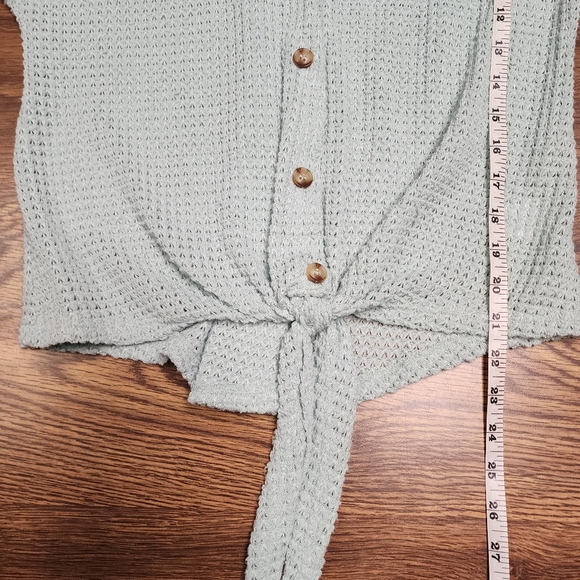 Another Reasons Long Sleeves Button Front Knit Sweater With Bottom Tie Sz Large - Picture 4 of 9